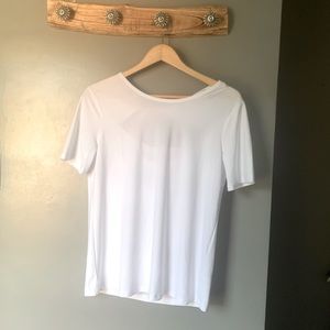 Halogen | Open Back White Tie Basic White Short Sleeve Shirt Tee Top NWOT